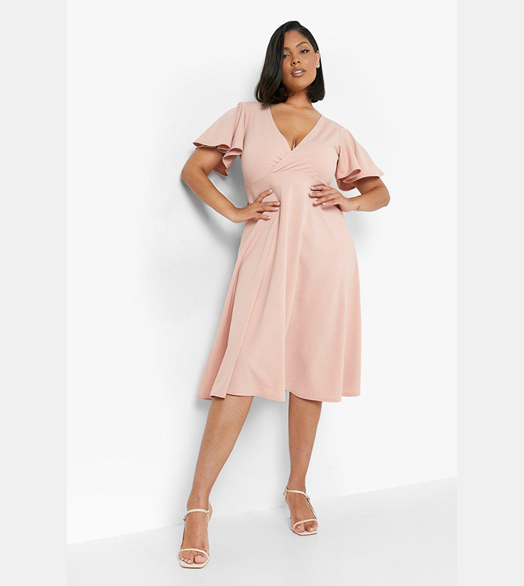 Angel sleeve midi skater dress best sale