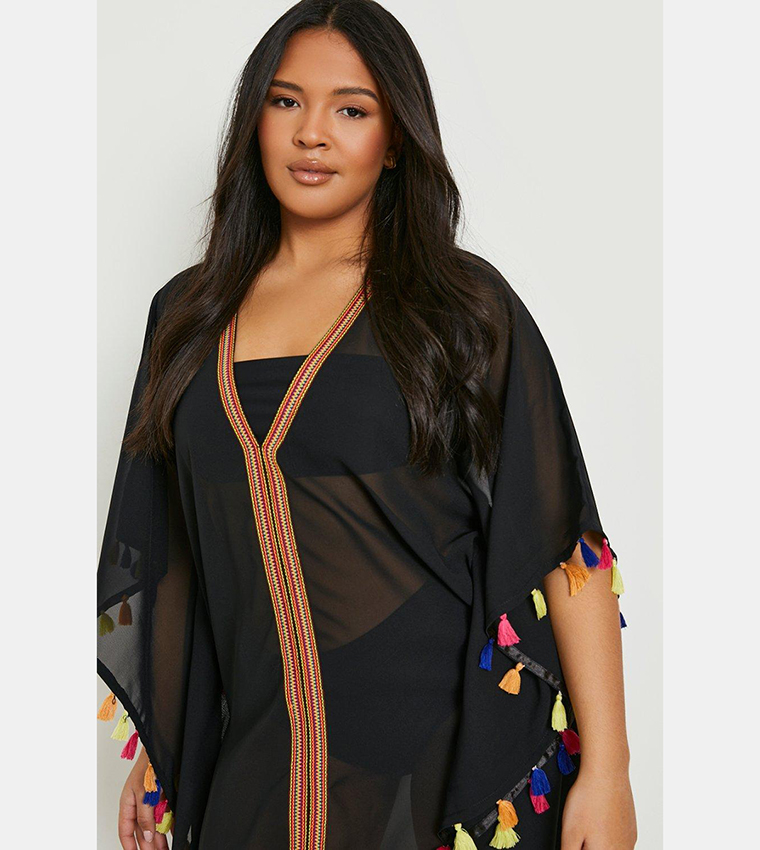 Pom Pom Kimono Beach Cover Up