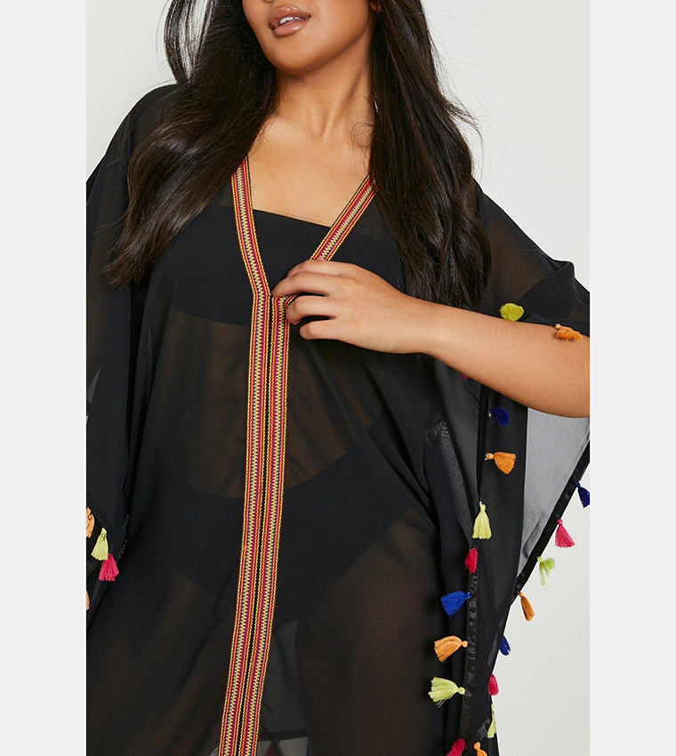 Pom Pom Kimono Beach Cover Up