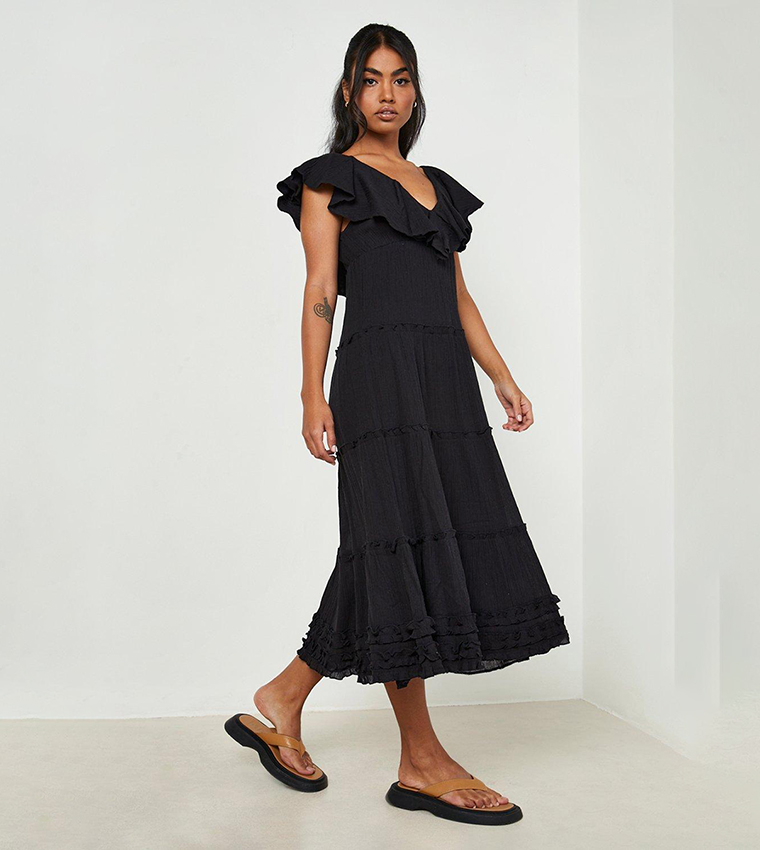 womens dresses black cheesecloth dress