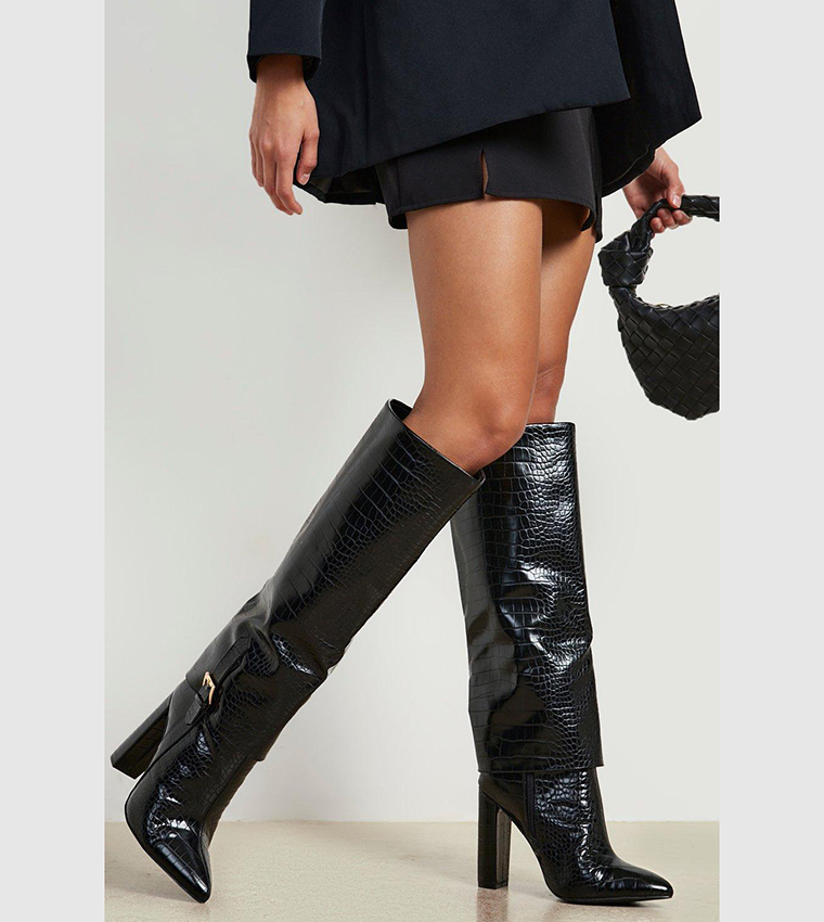 Fold over knee high orders boots