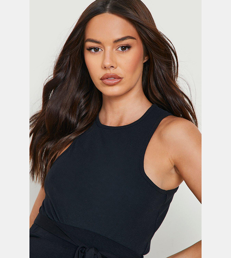 Boohoo Halter Neck Vests Buy Boohoo Ribbed Racer Neck Vest Top In