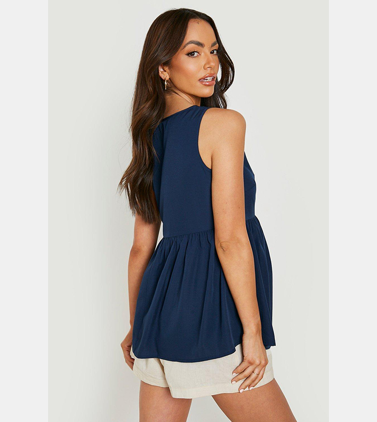 Buy Boohoo Smock Vest Top In Navy 6thStreet UAE
