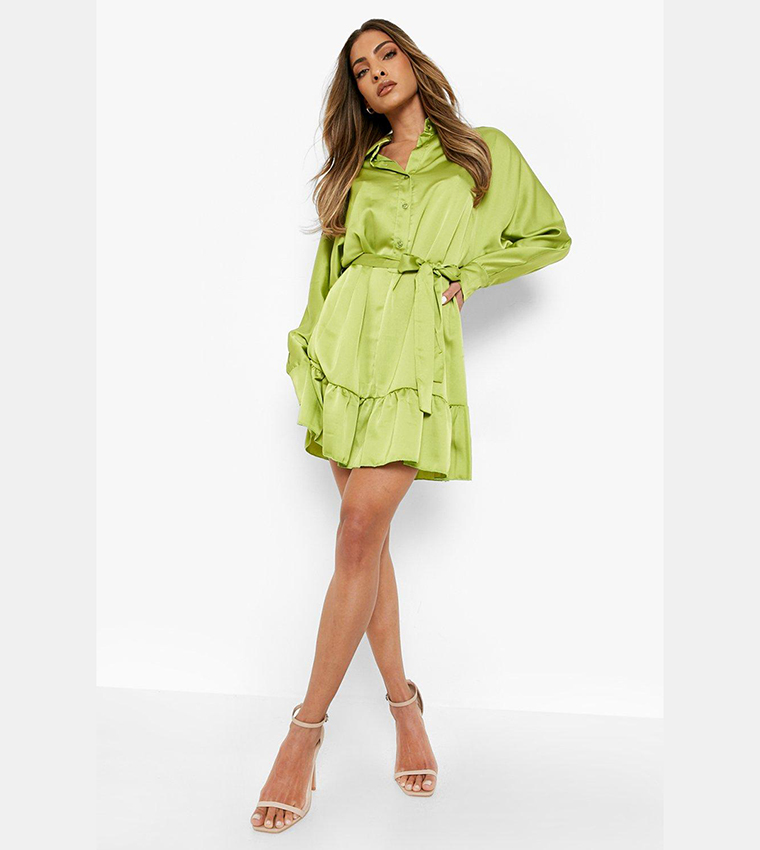 Skater Dresses Boohoo Frill Hem T Shirt Dress Buy Boohoo Satin