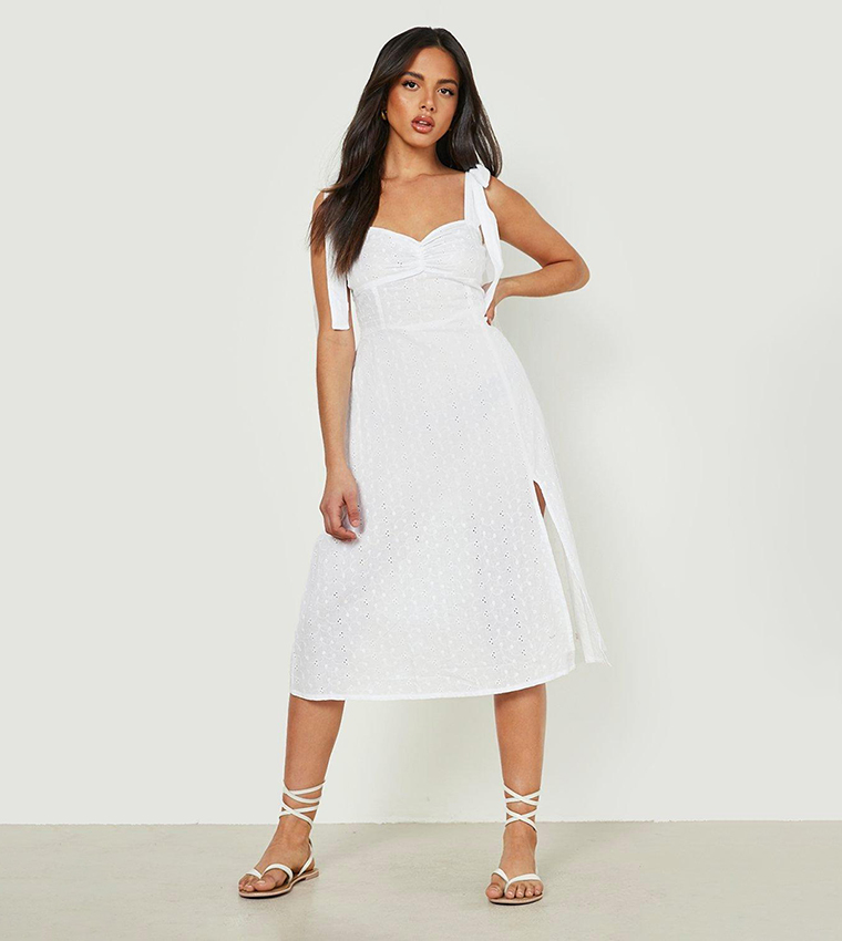 White midi skater store dress