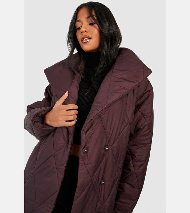 Oversized collar outlet puffer coat