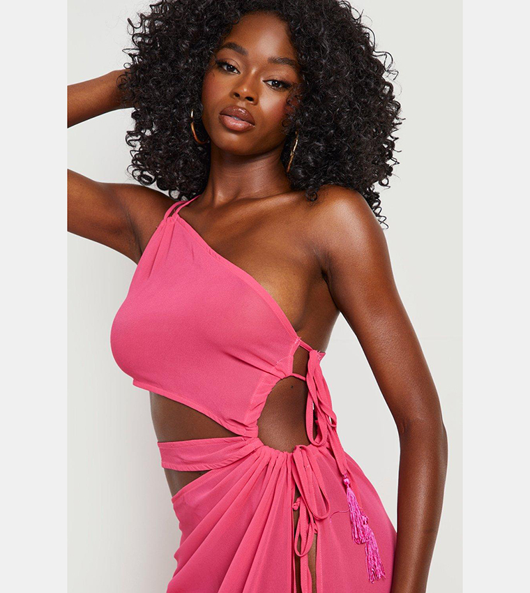 Buy Boohoo One Shoulder Cut Out Maxi Beach Dress In Pink 6thStreet Kuwait