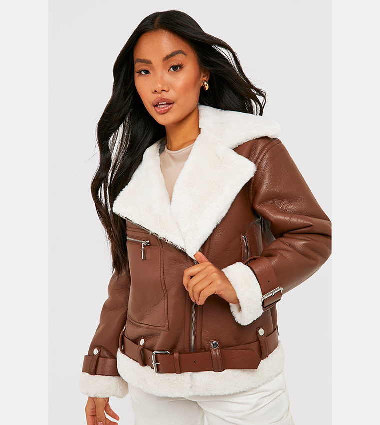 Belted aviator jacket best sale