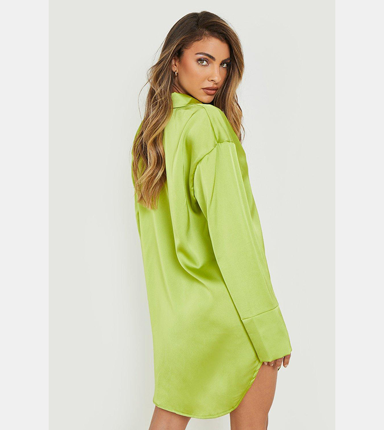 Satin oversized shirt dress online