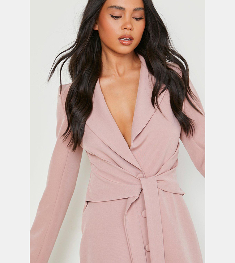 Buy Boohoo Bow Belted Blazer Dress In Pink 6thStreet Kuwait