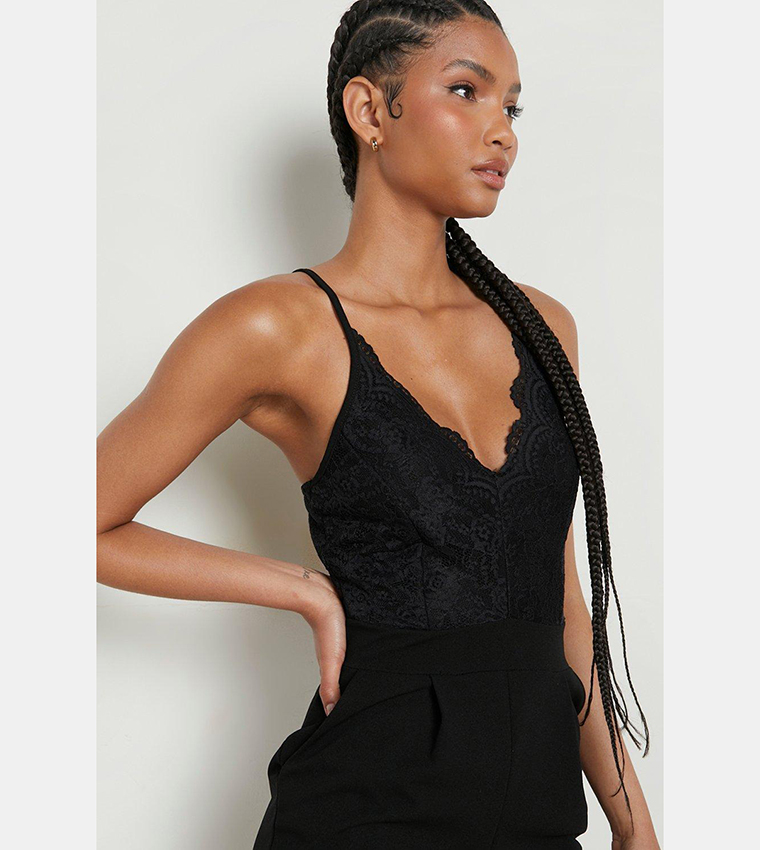 Black tapered leg jumpsuit on sale