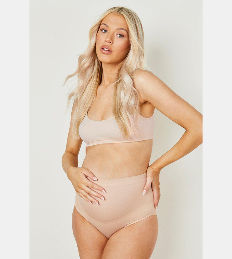 Buy Boohoo Maternity Seamless Bump Support Brief In Nude