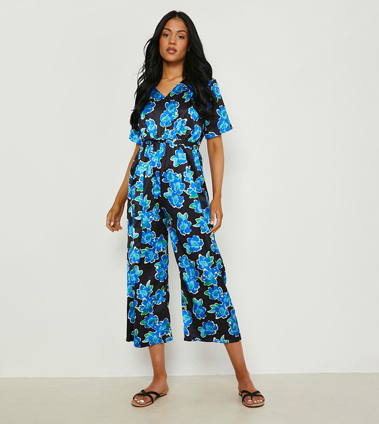 Buy Boohoo Tall Floral Belted Culotte Jumpsuit In Black 6thStreet Bahrain