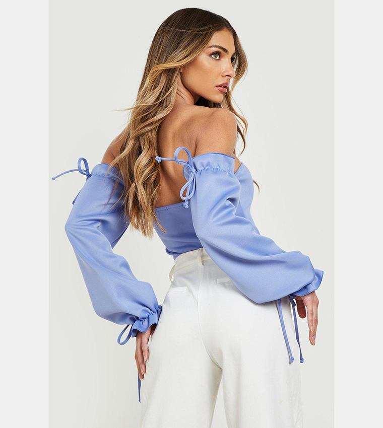 Off Shoulder Tie Detail Bodysuit Top
