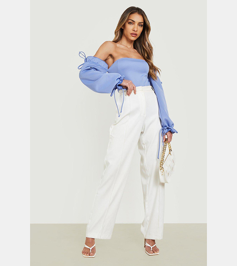 Off Shoulder Tie Detail Bodysuit Top