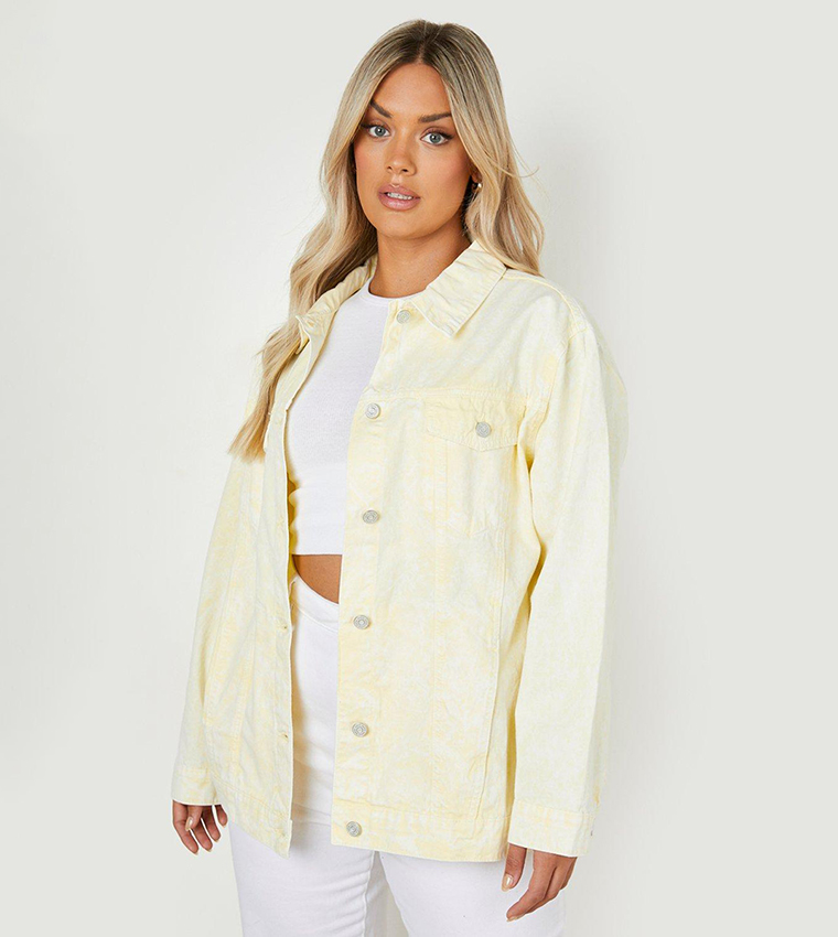 Buy Boohoo Acid Wash Denim Jacket In Yellow 6thStreet Oman