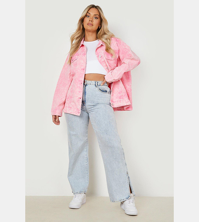 Buy Boohoo Acid Wash Denim Jacket In Pink 6thStreet Bahrain