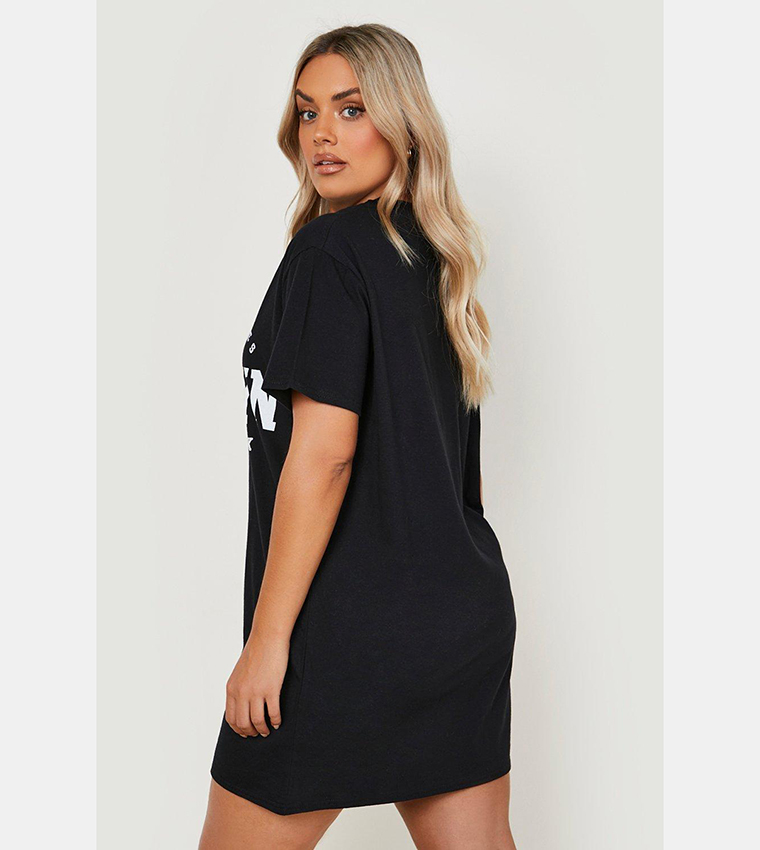 Buy Boohoo Brooklyn Slogan Oversized T Shirt Dress In Black 6thStreet Kuwait