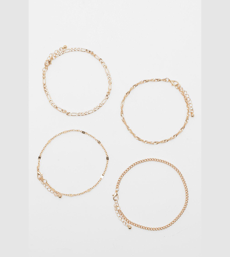 Pack of 4 Mix Chain Anklets