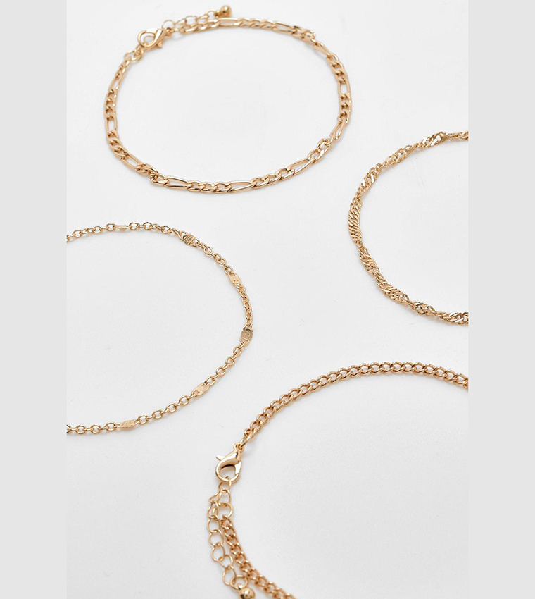 Pack of 4 Mix Chain Anklets