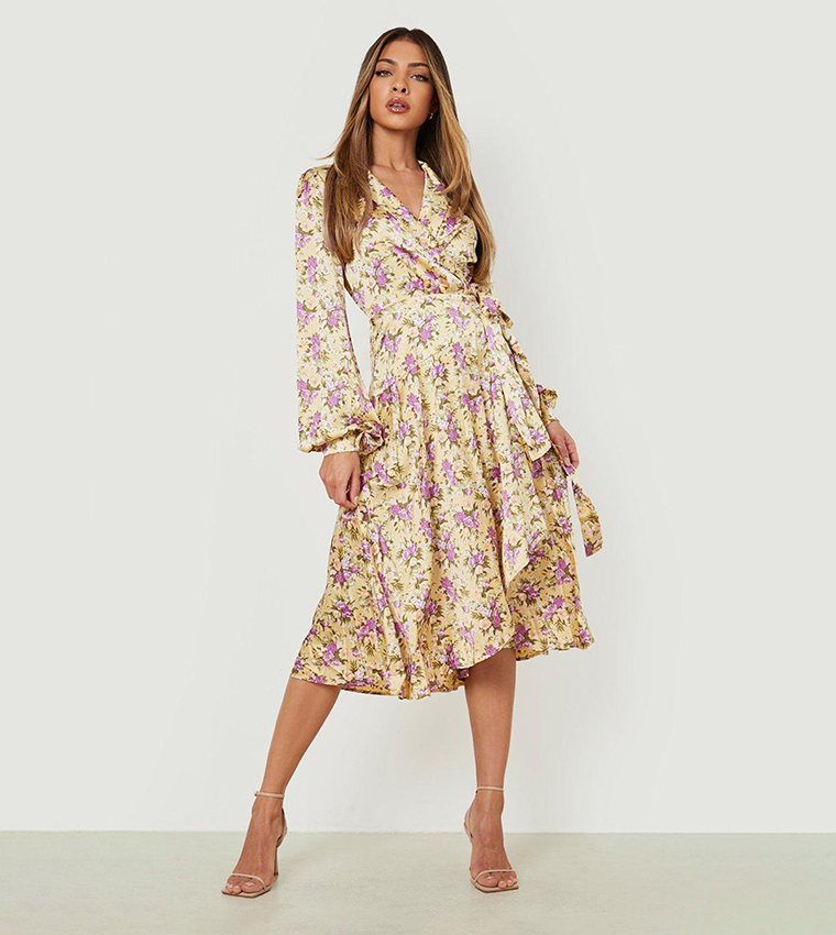 knee length dresses for ladies Beth Strapless Black Floral Midi Dress  Cuffs