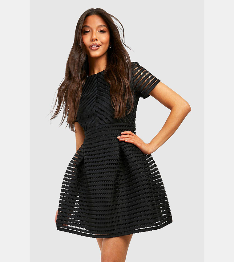 Buy Boohoo Boutique Full Skirted Prom Mini Skater Dress In Black