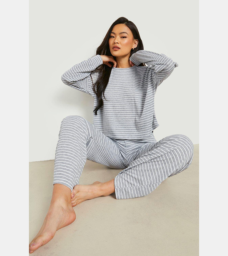 me Women's Striped Sleep Pants - Grey Marl