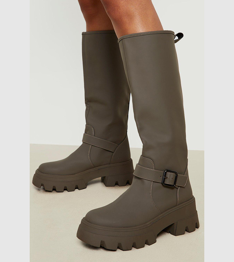 Khaki knee high boots hotsell