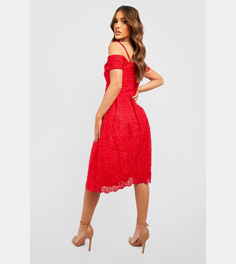 Boutique embroidered strappy midi skater dress best sale