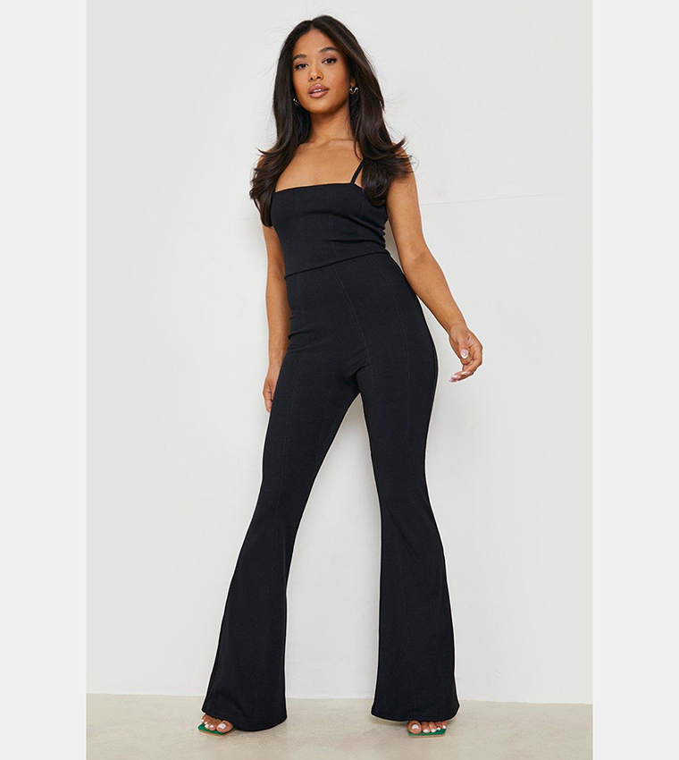 Buy Boohoo Bandage Flare Jumpsuit In Black | 6thStreet UAE