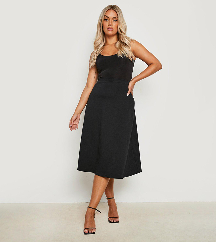 Black midi hotsell skater skirt