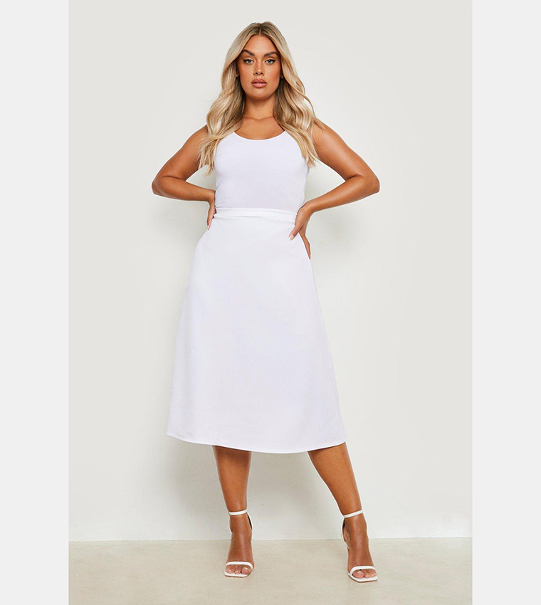 Scuba Midi Skirt White Skater Skirt Nz Boohoo White Skater Skirt