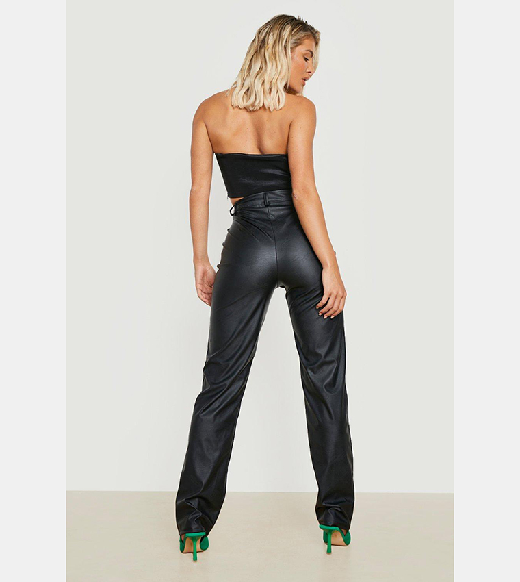 Wide Leg Leather Look Trousers