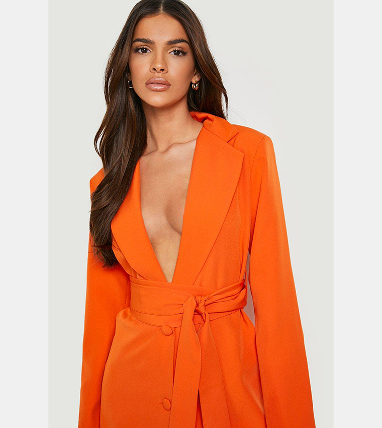 Orange belted blazer store dress