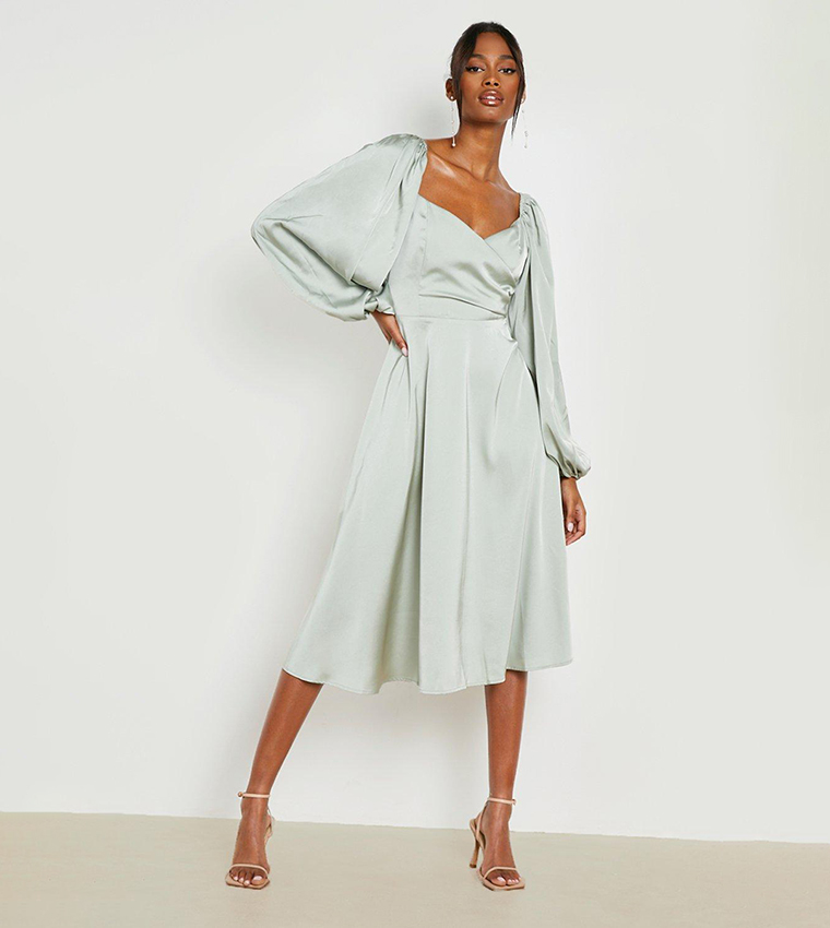 Green midi skater dress hotsell