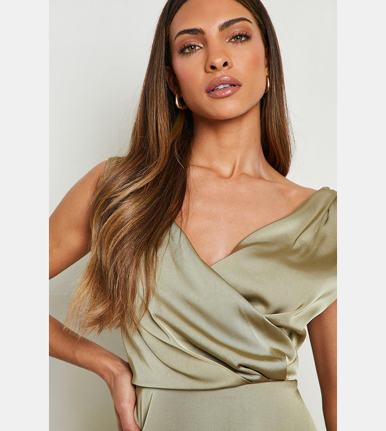 boohoo satin cowl neck midi dress Black Satin Cowl Neck Midi Slip Dress