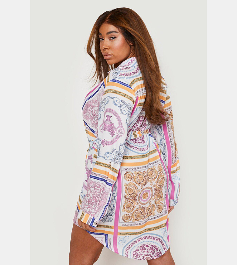 Boohoo chain print shirt dress best sale