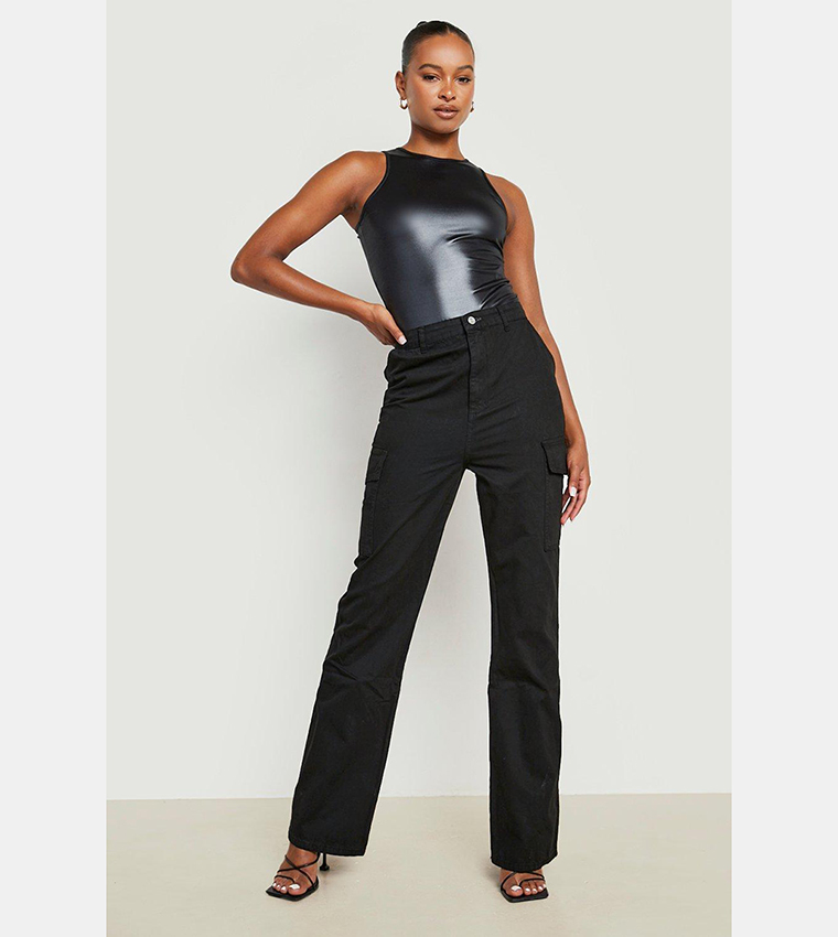 Buy Boohoo Tall Wide Leg Cargo Pants In Black