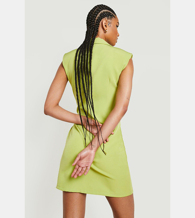 Buy Boohoo Tall Shoulder Pad Sleeveless Blazer Dress In Green | 6thstreet Bahrain Buy Boohoo Tall Shoulder Pad Sleeveless Blazer Dress In Green | 6thstreet Bahrain