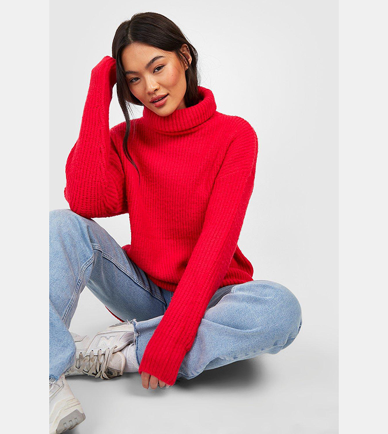 Oversized red 2025 knit sweater