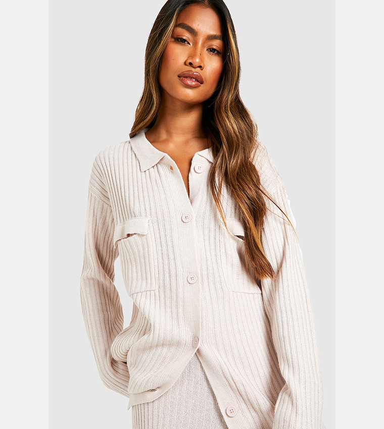 Knitted Shirt & Wide Leg Trousers Co-Ord Set