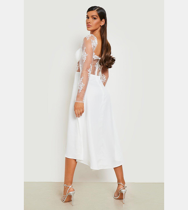 white christmas dresses White Stretch Poplin Corset Skater Mini Dress S / White