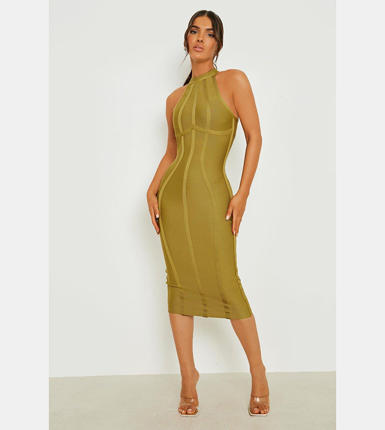 Khaki bandage outlet dress