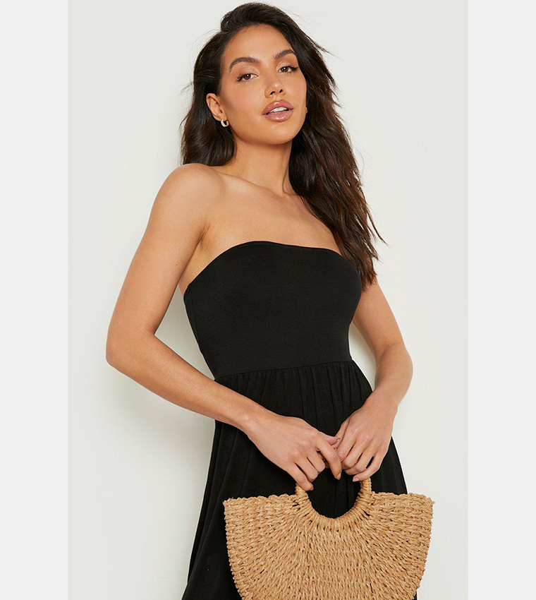 Buy Boohoo Bandeau Maxi Beach Dress In Black | 6thstreet Qatar