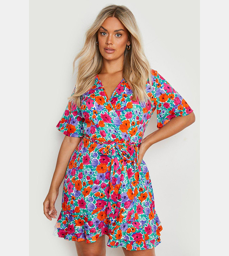 Ruffle wrap tea store dress