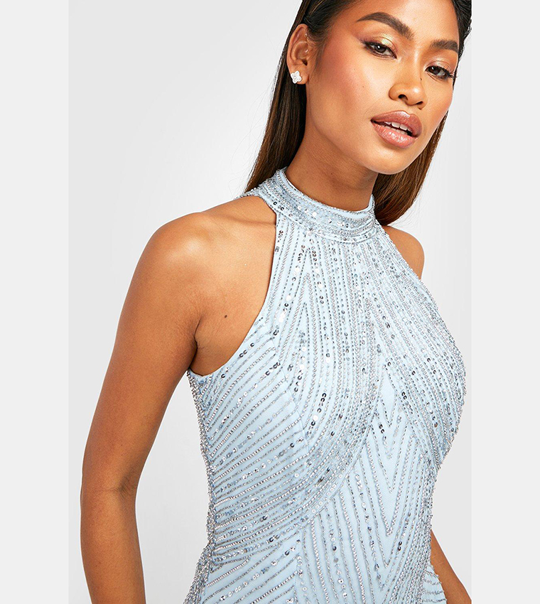 Beaded halter neck on sale dress