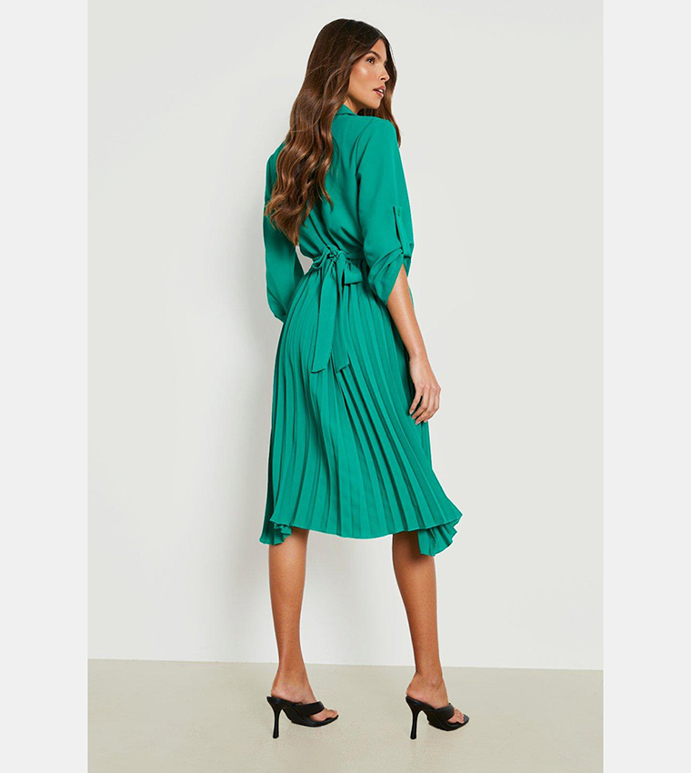 Pleated midi shirt on sale dress