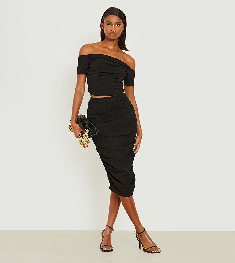 Black midi skirt outlet bardot