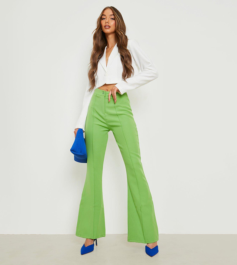 Flared green sale trousers