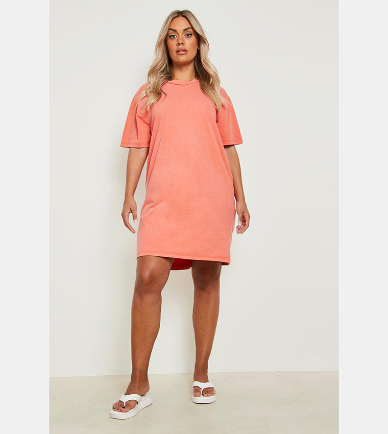 Buy Boohoo Overdyed T Shirt Dress In Pink 6thStreet Kuwait